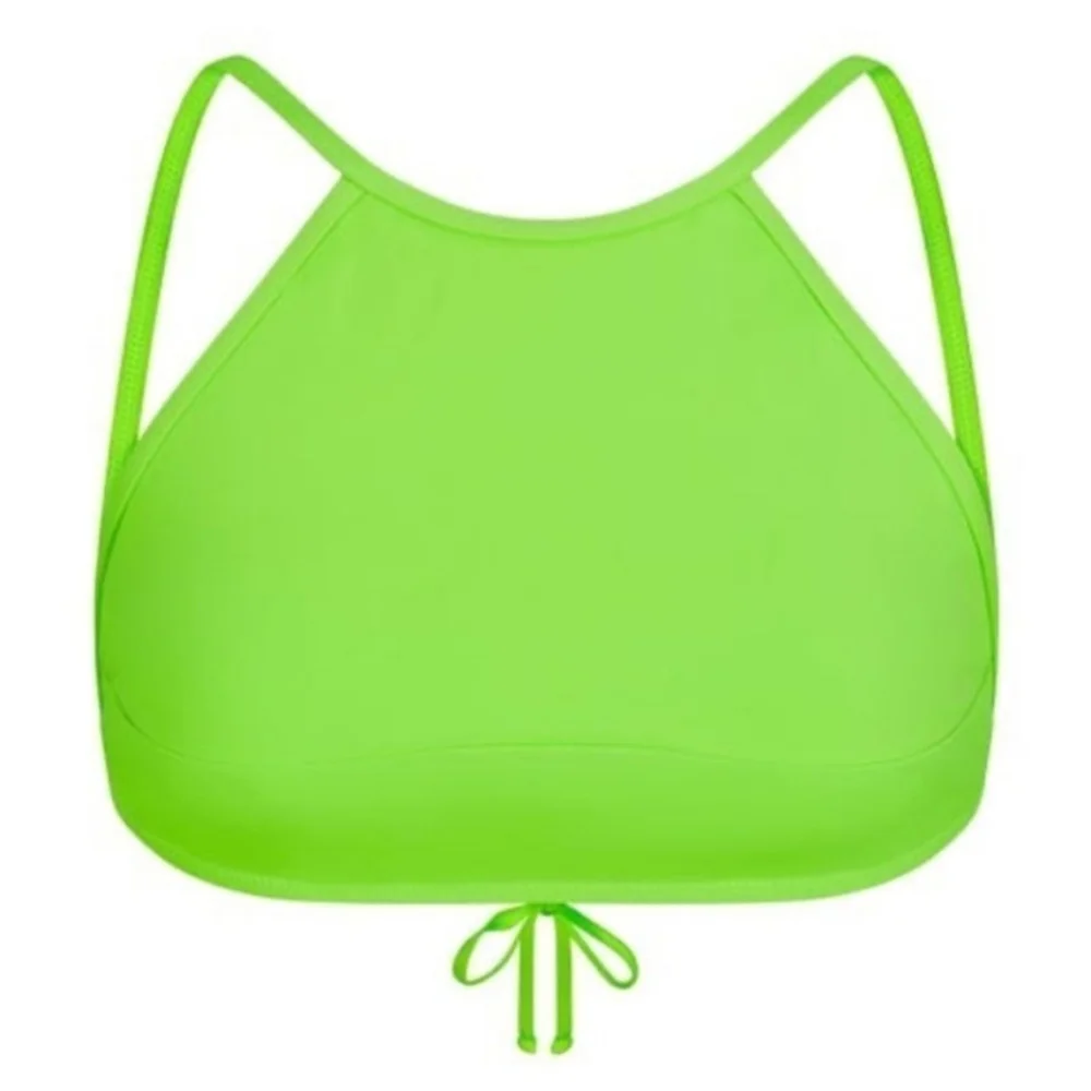 Skims NWT Recycled Swim High Neck Top in Neon Green Size Medium - Picture 2 of 5